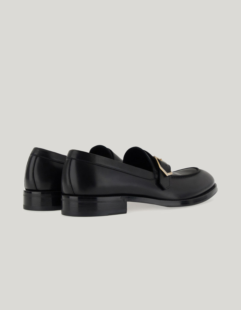 Canali BLACK BUFFED CALFSKIN LOAFERS outlook