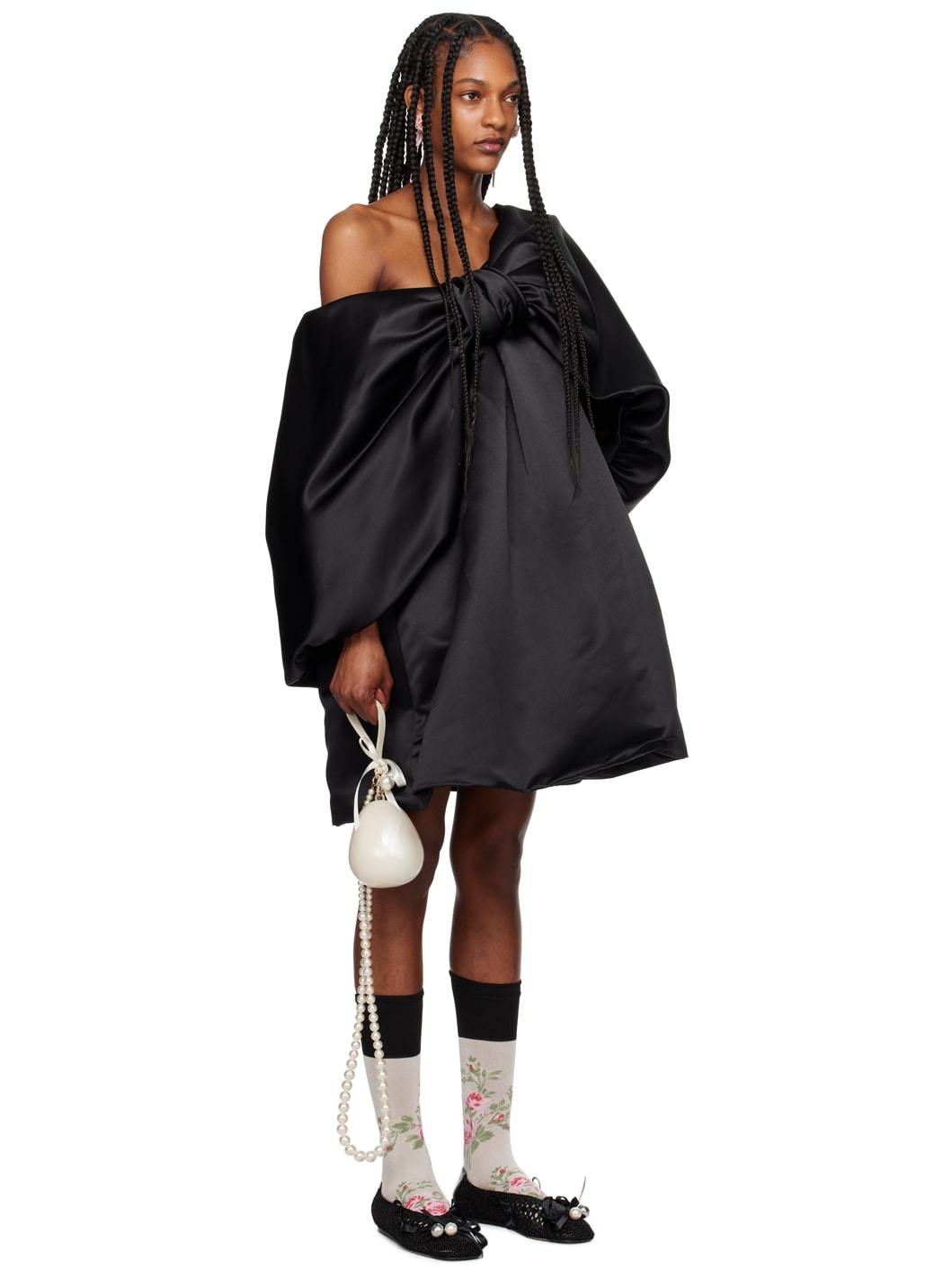 Black Big Bow Minidress - 2