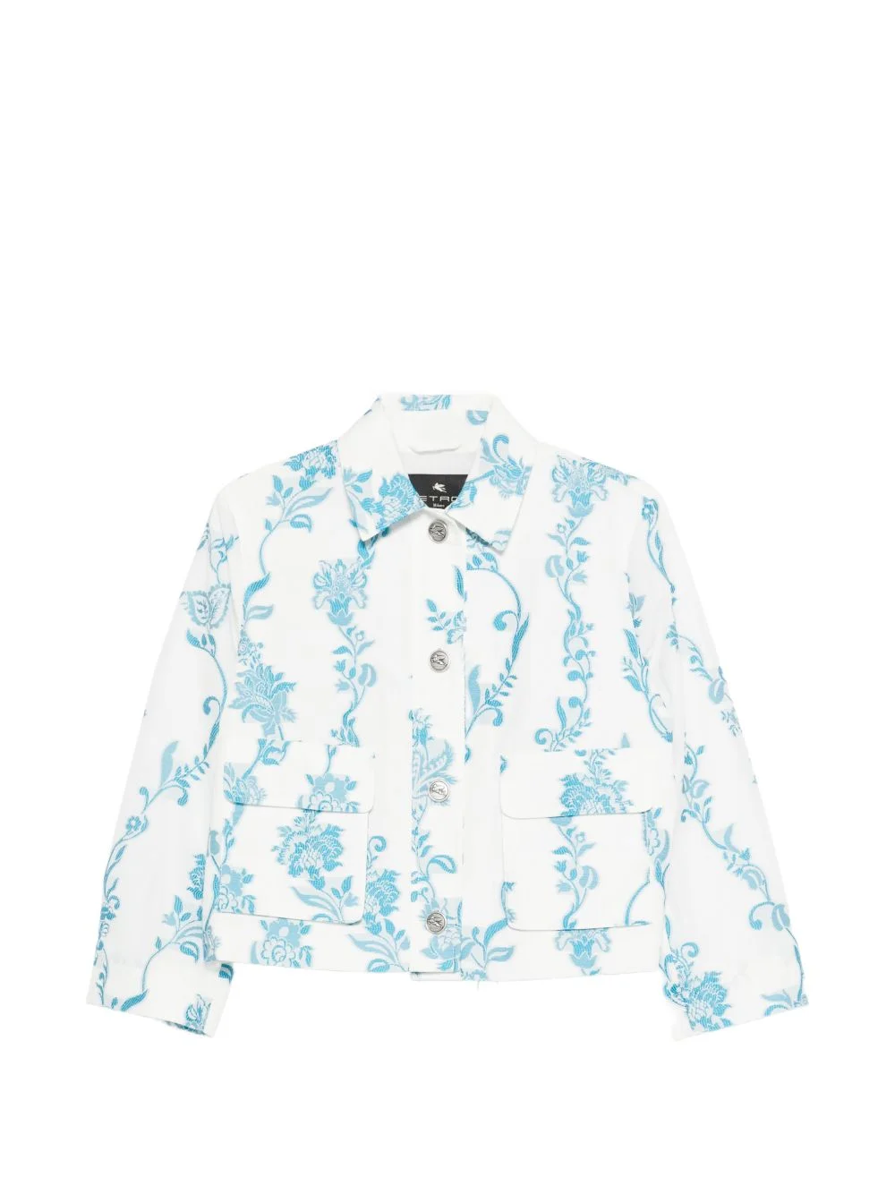 floral-embroidered patch-pockets jacket - 1