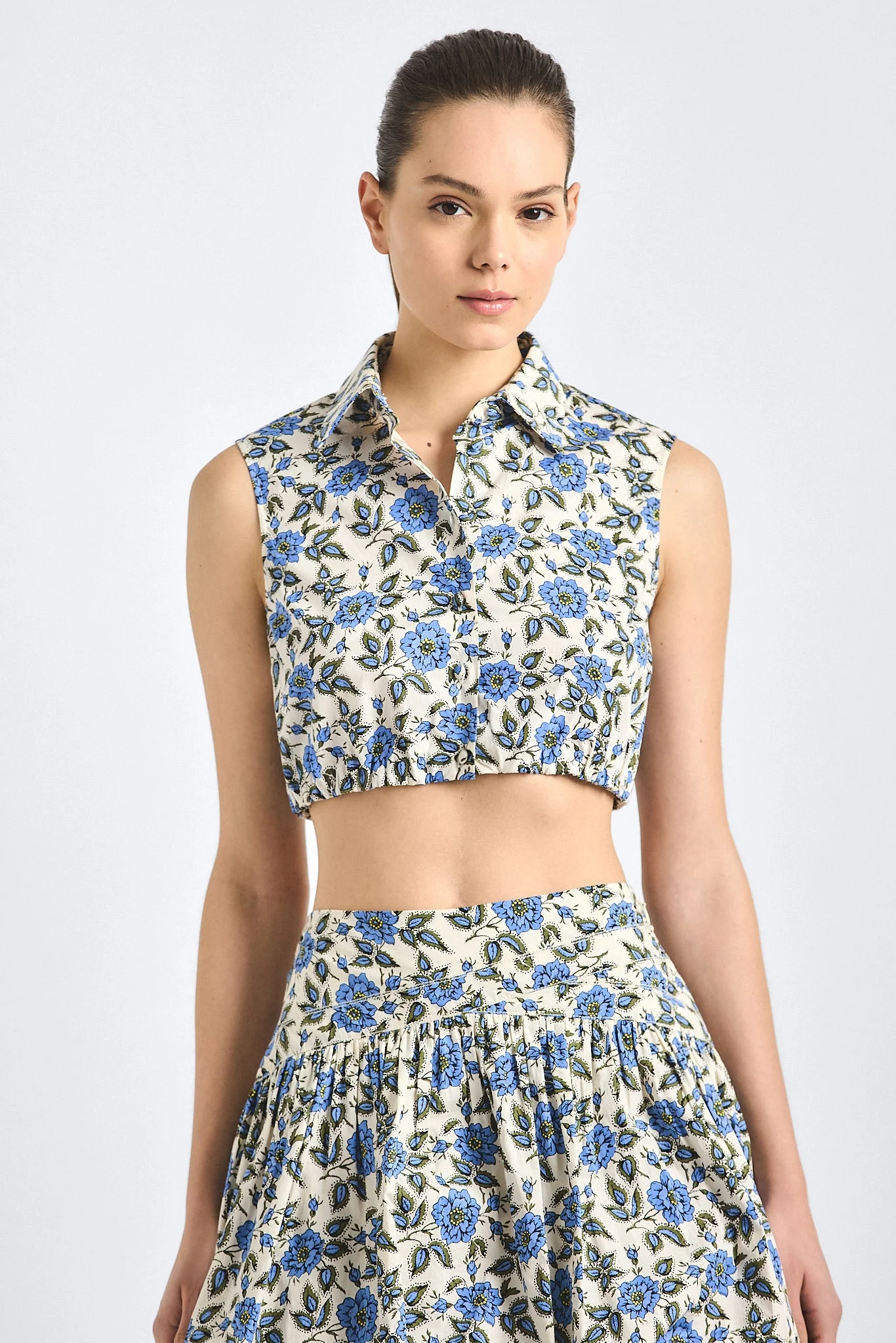 FAEE CROPPED SLEEVELESS SHIRT - 1