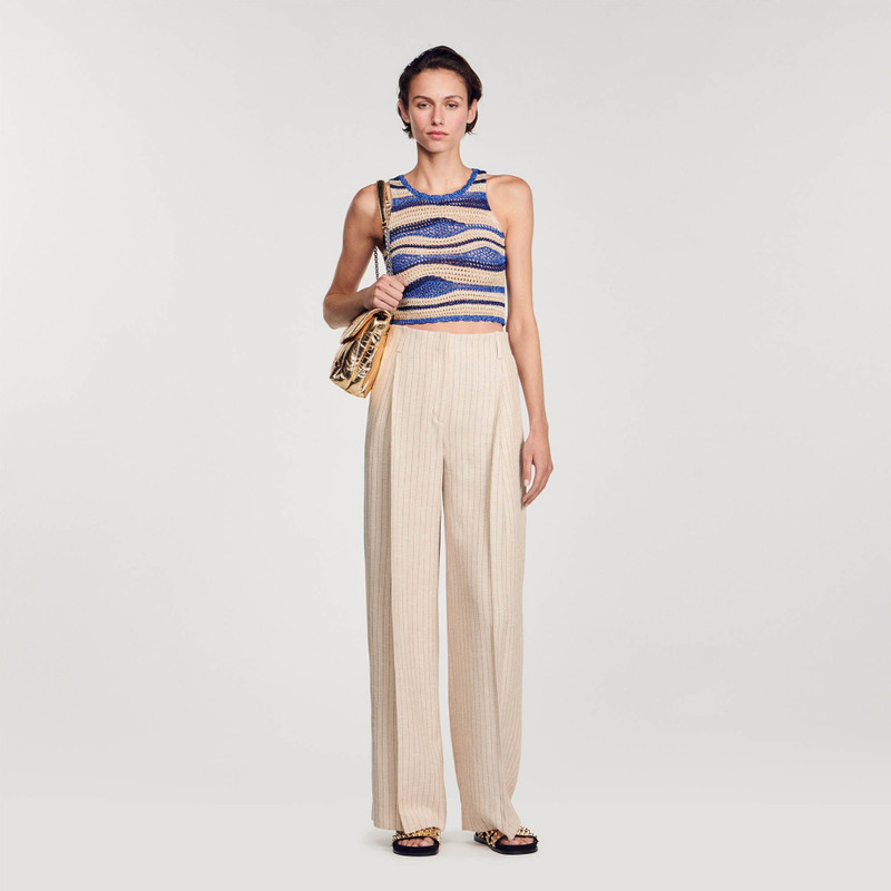 Sandro WIDE-LEG STRIPED FLOATY TROUSERS outlook