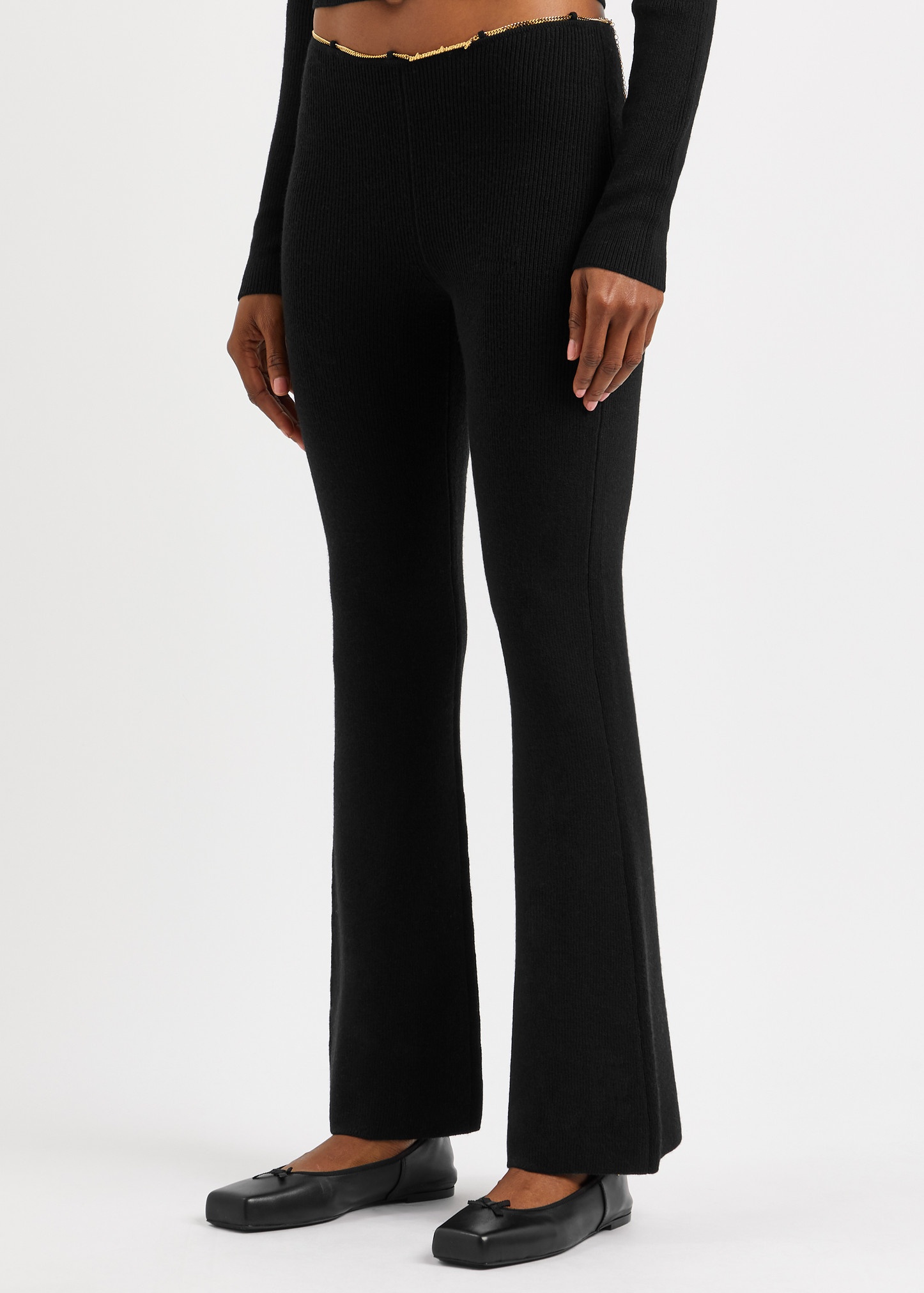Chain-embellished wool-blend trousers - 2