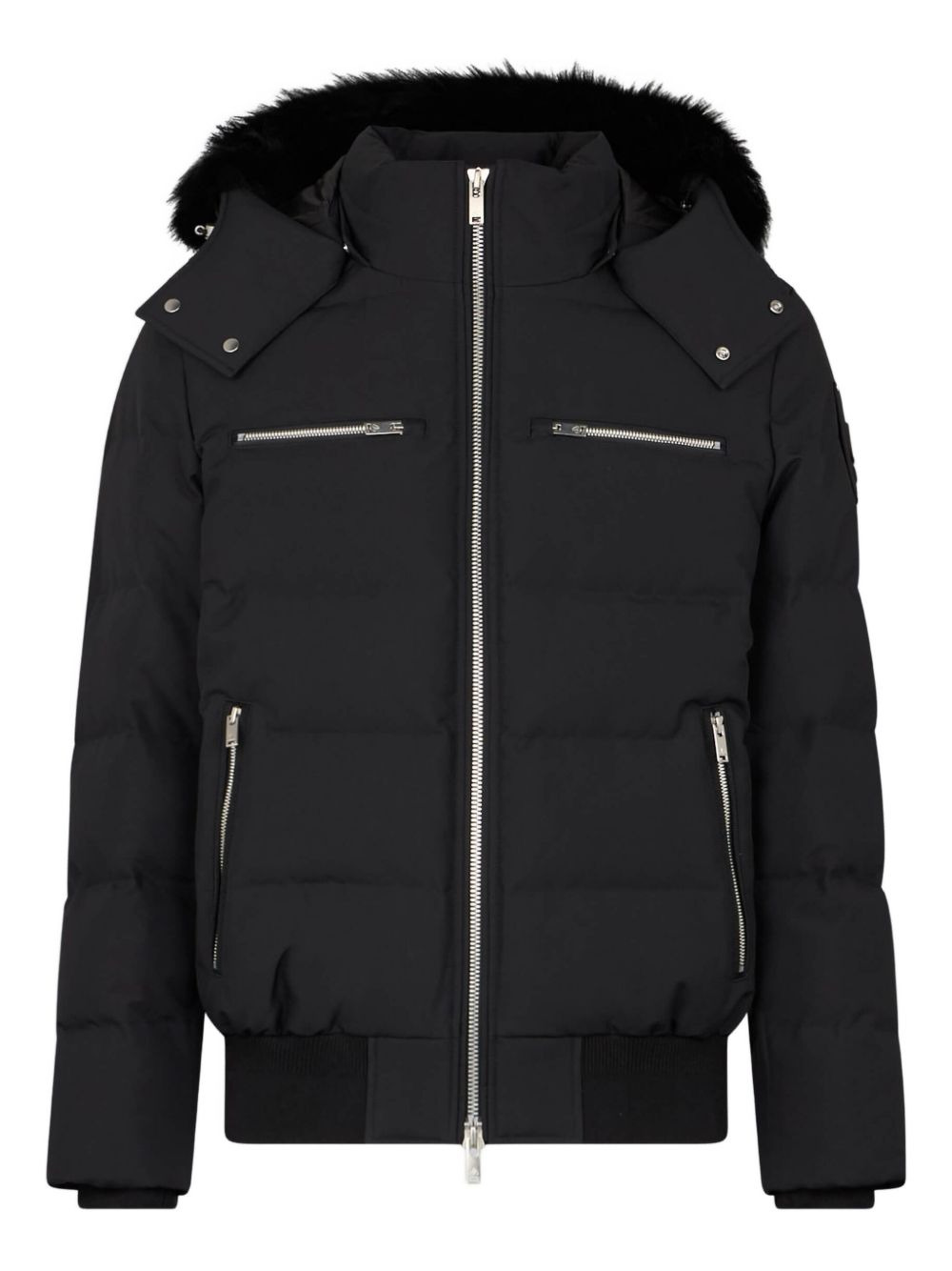fur-trimmed puffer bomber jacket - 1