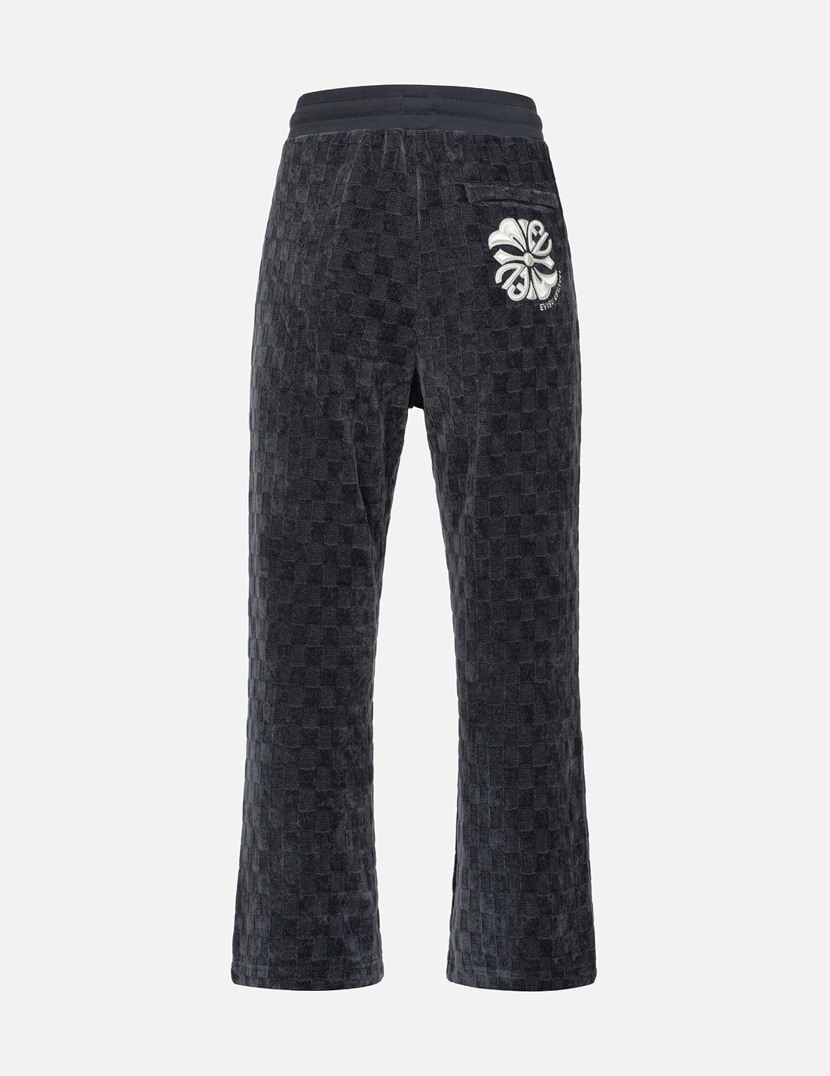 CONCAVE CHECK PATTERN KAMON EMBROIDERY STRAIGHT FIT SWEATPANTS - 1