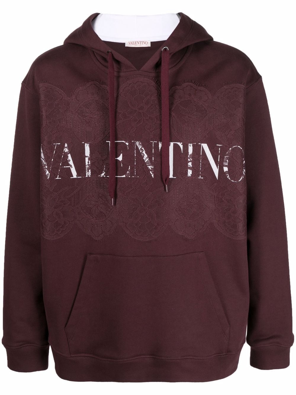 lace-panelled logo-print hoodie - 1