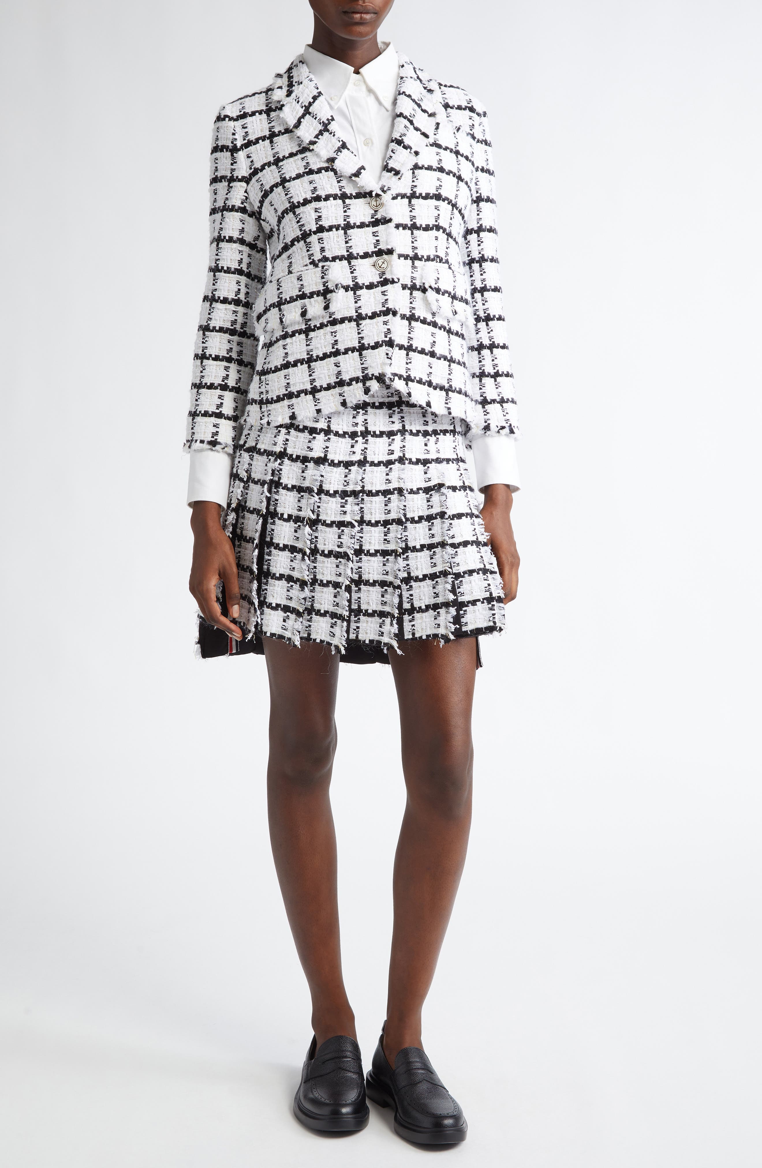 Thom Browne Drop Back Pleated Wool Miniskirt in White at Nordstrom - 2