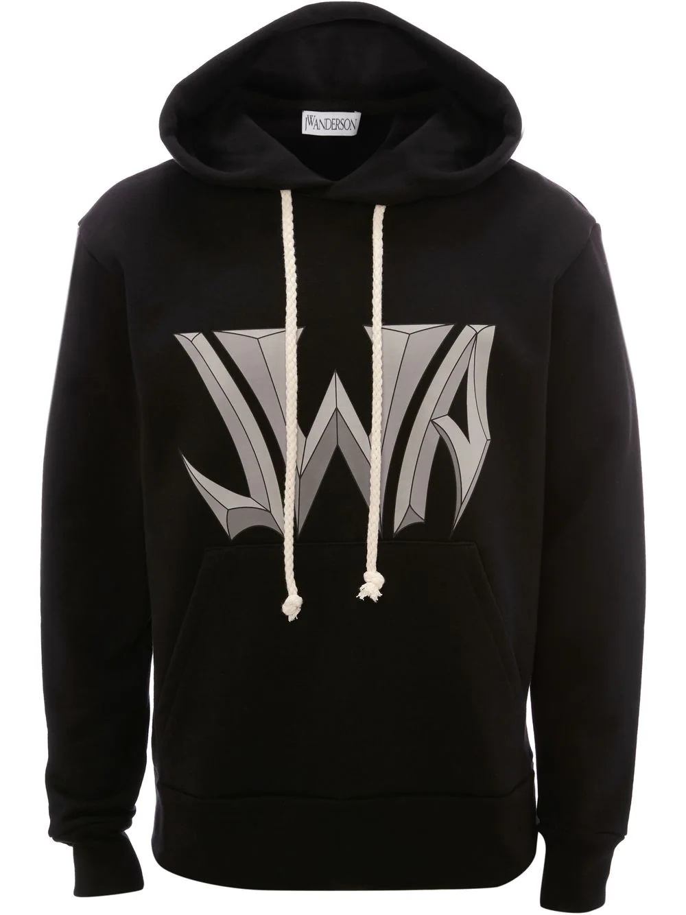 logo print drawstring hooded sweatshirt - 1