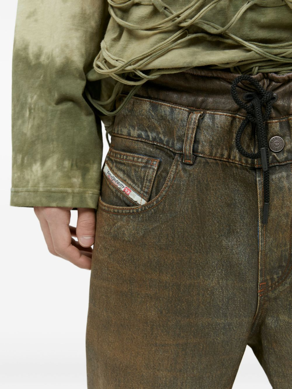 metallic-effect drawstring jeans - 4