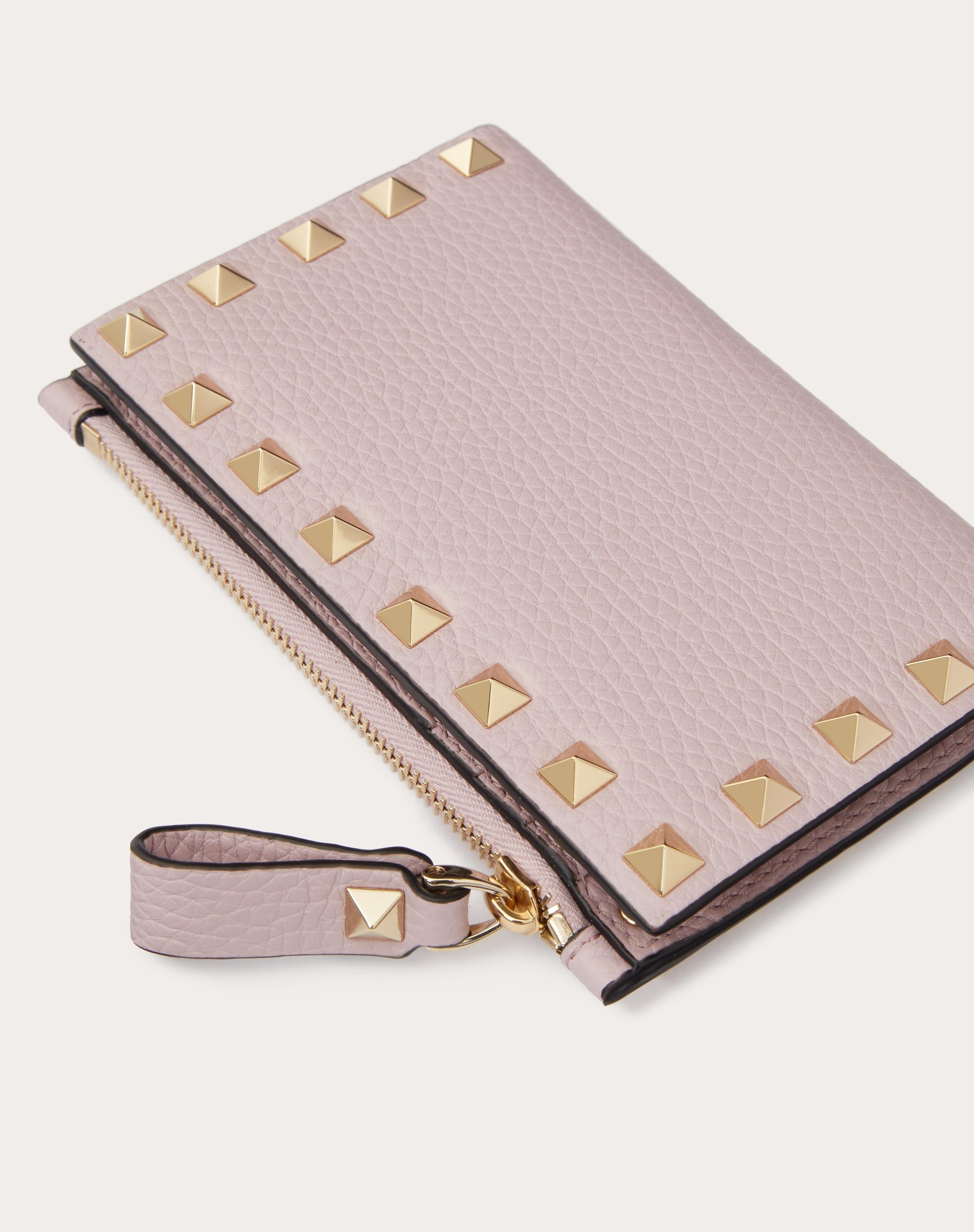 ROCKSTUD GRAINY CALFSKIN CARDHOLDER WITH ZIPPER - 2