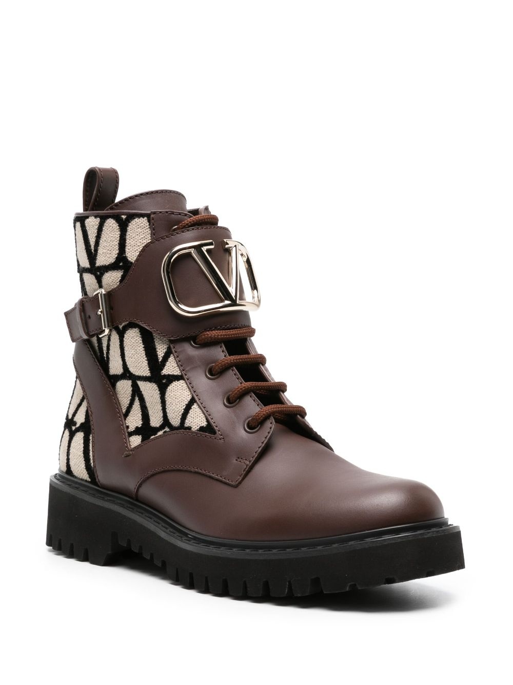 logo-embossed leather combat boots - 2