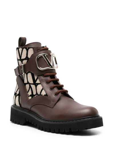 Valentino logo-embossed leather combat boots outlook
