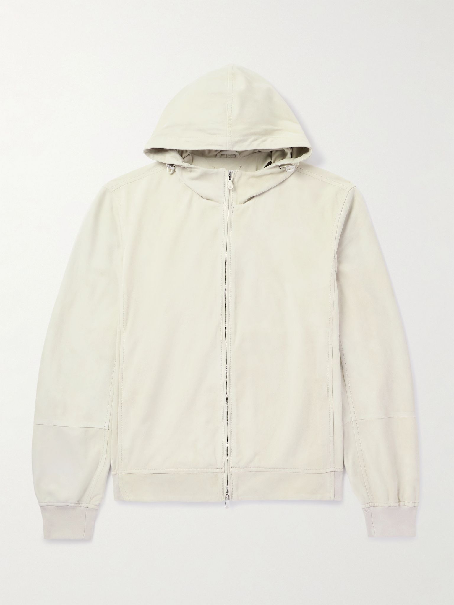 Suede Hooded Bomber Jacket Cream - 1