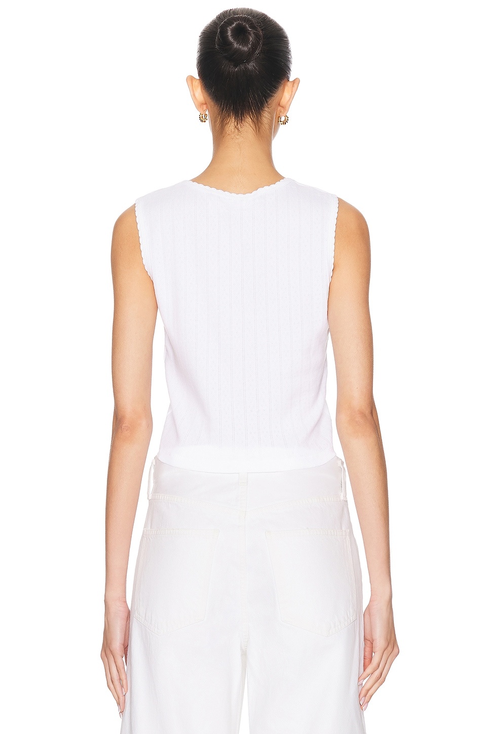 Pointelle Sleeveless Crewneck Top - 3