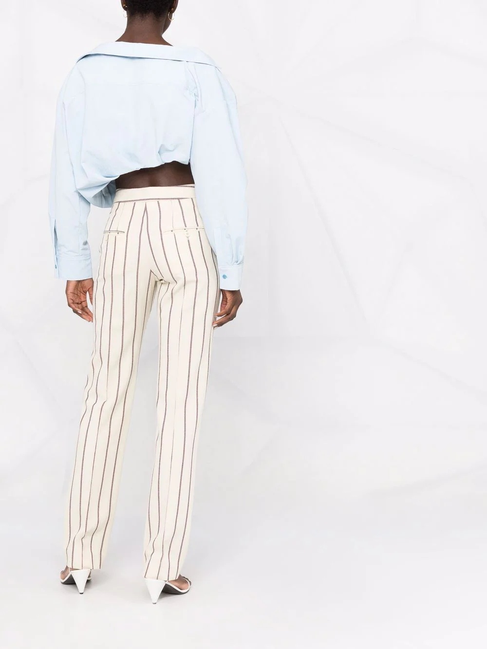 stripe-print slim-fit trousers - 6