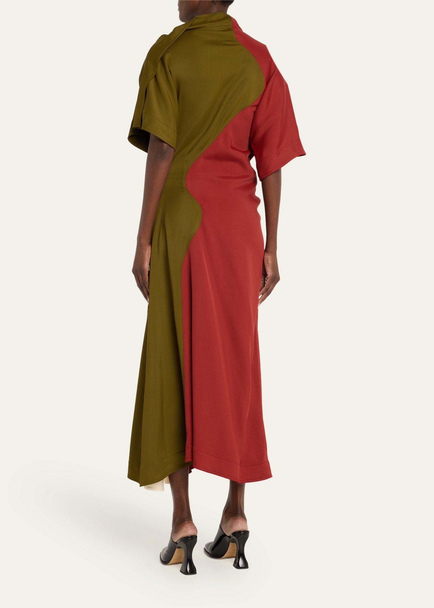 Colorblock Fluid Stretch Viscose Piercing Dress - 3