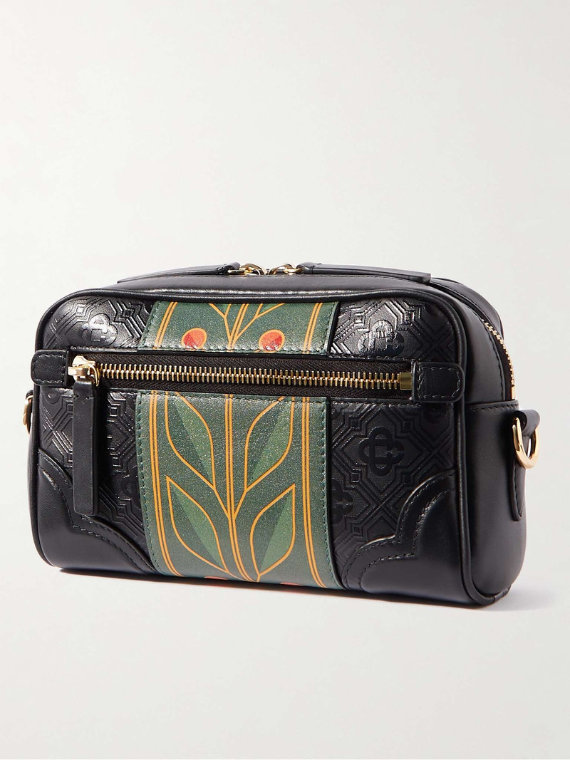 Logo-Embossed Leather Messenger Bag 4