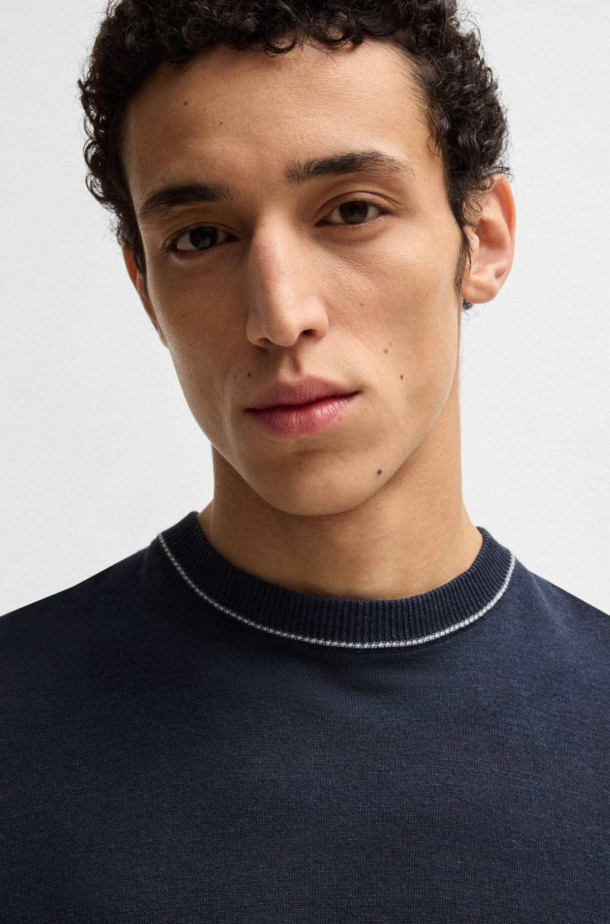 LINEN-BLEND SWEATSHIRT WITH TIPPING - 3