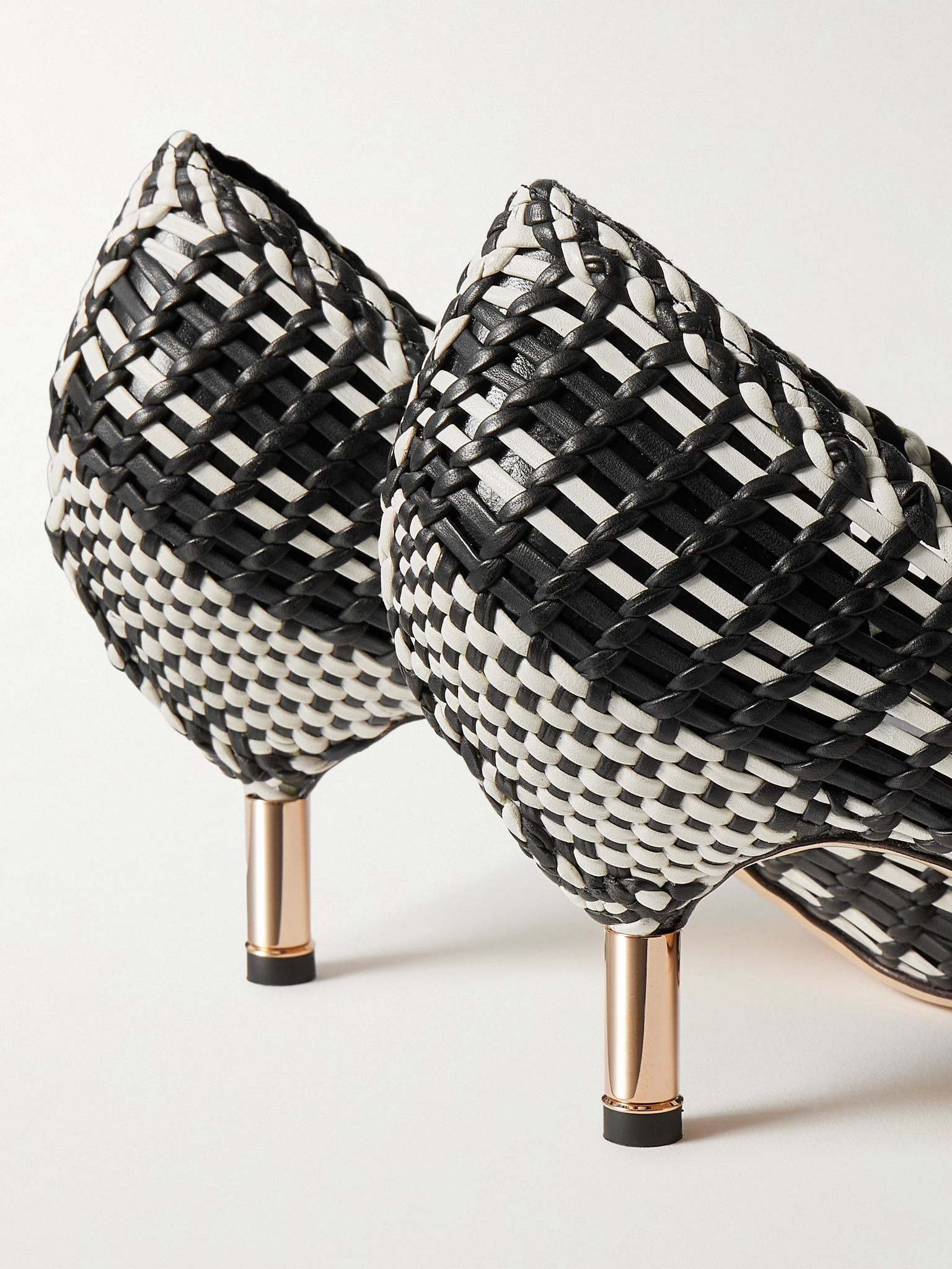 Andres two-tone woven leather pumps Black - 4