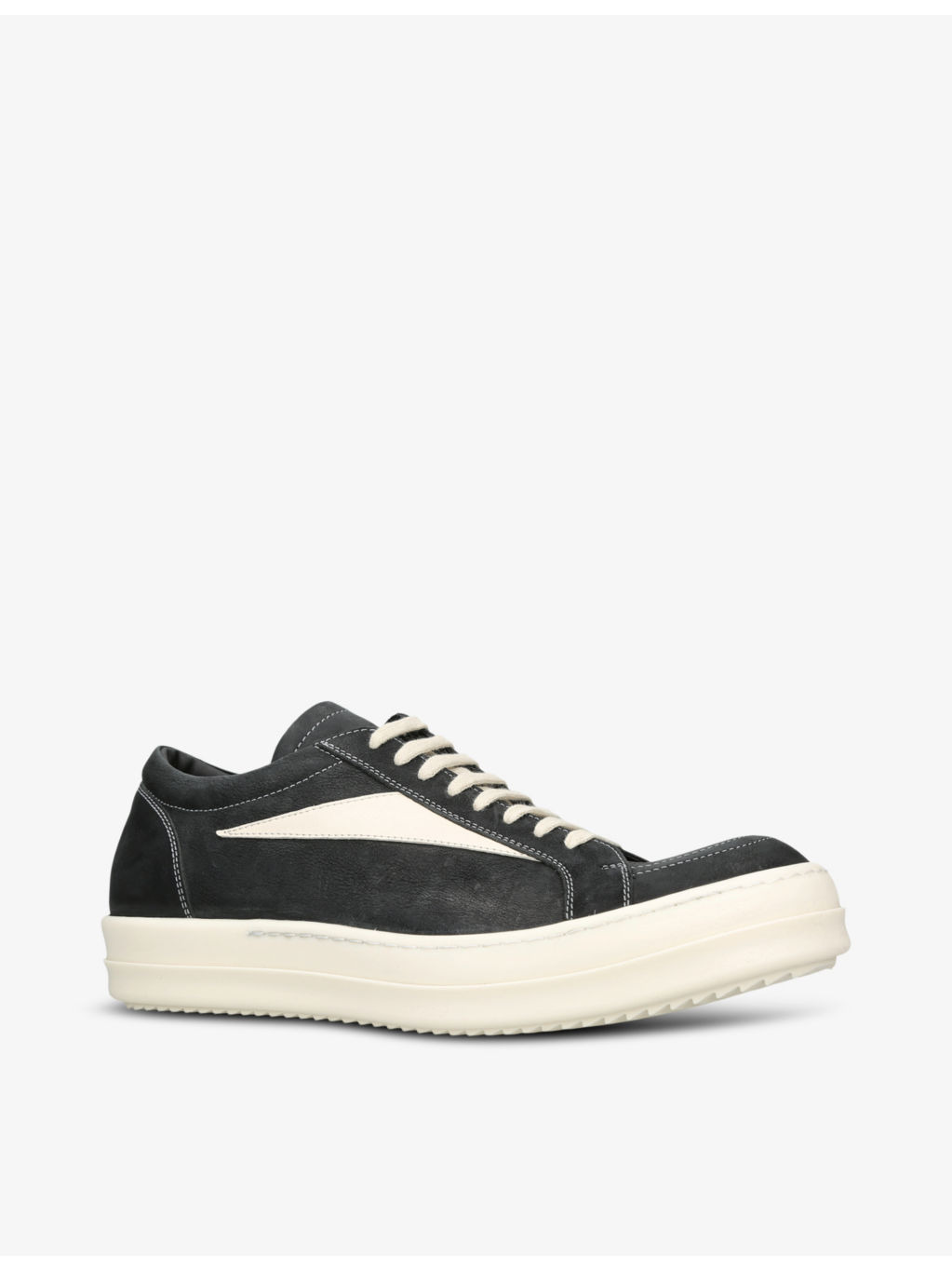 Vintage Low grained-leather and suede low-top trainers - 3