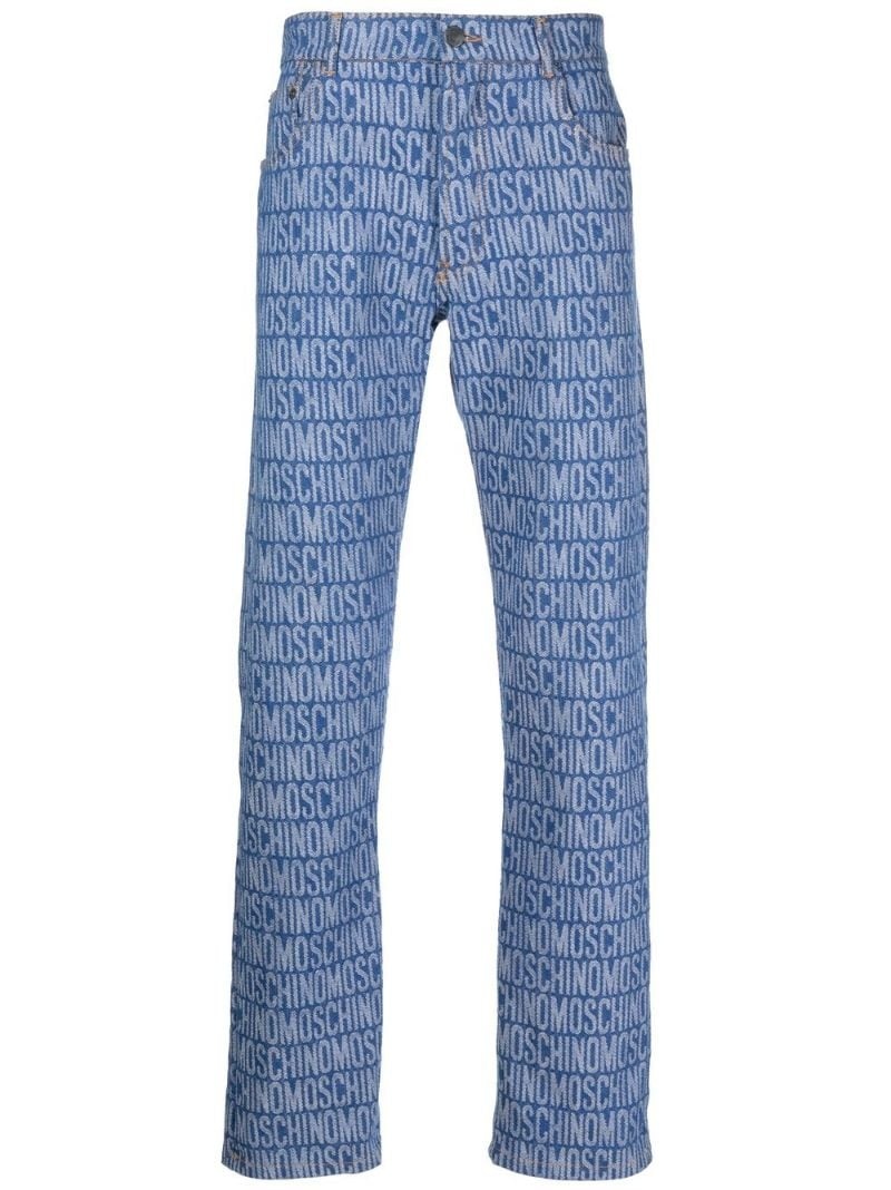 all-over logo print jeans - 1