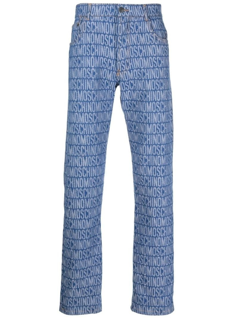 all-over logo print jeans 1