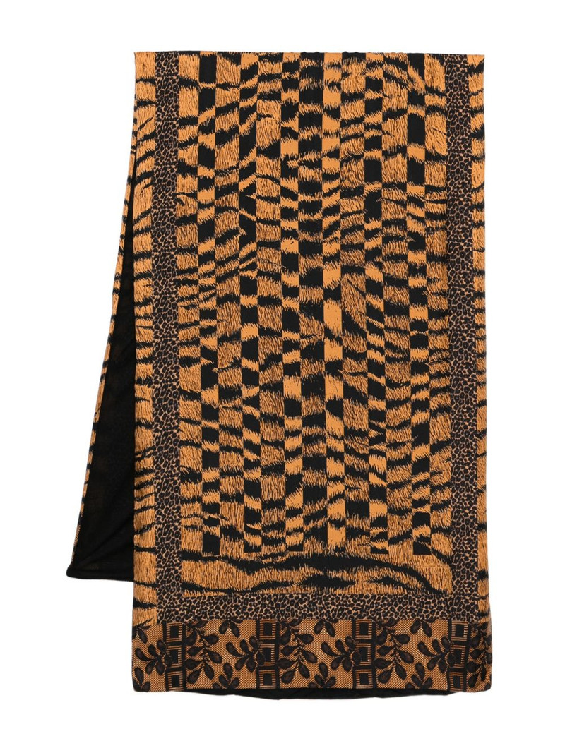 tiger-stripe lace-panelled scarf 1