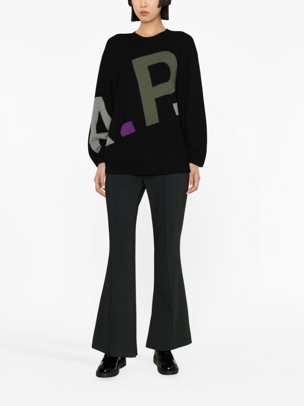 logo-print wool jumper - 2