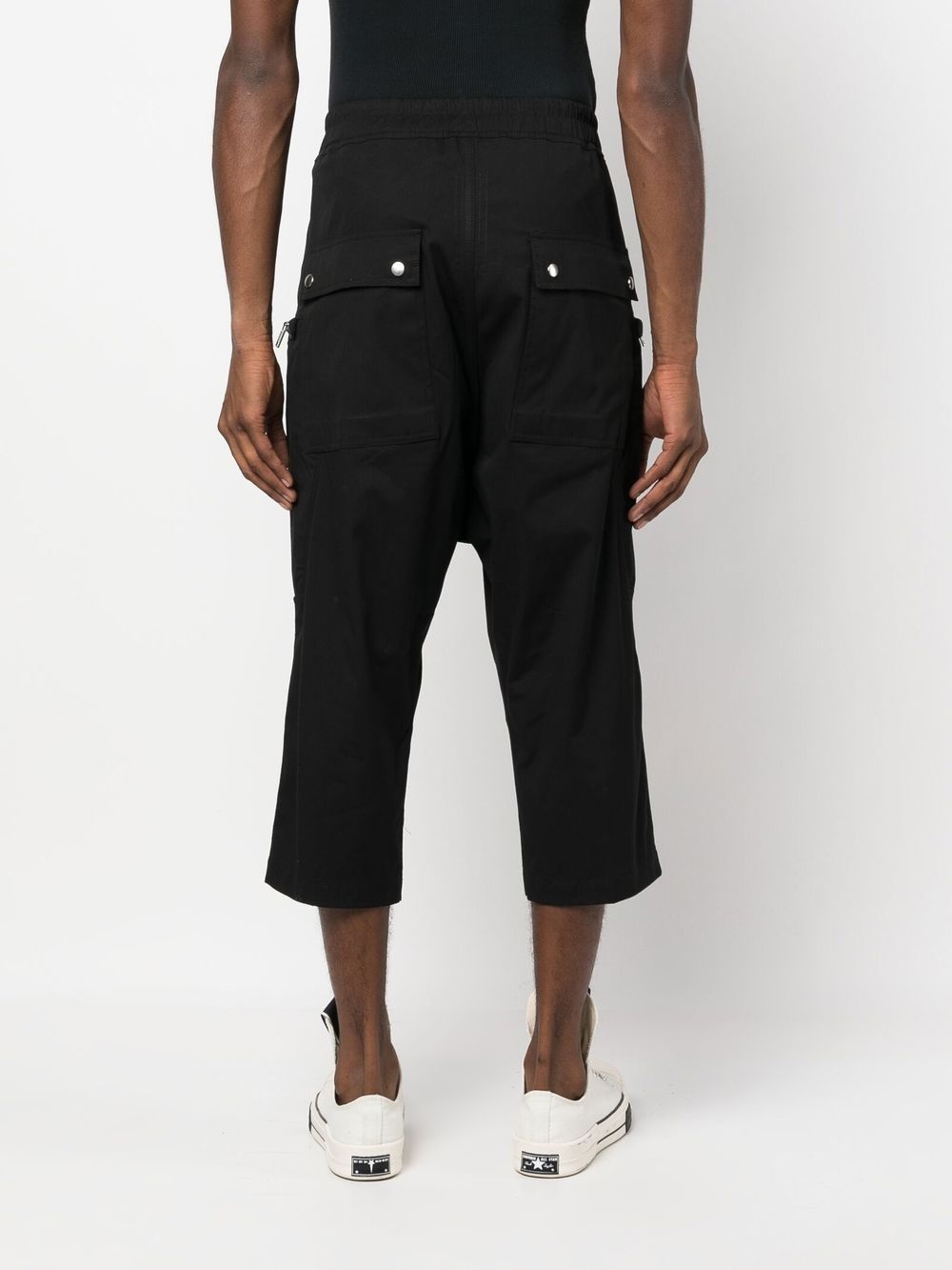 cropped drawstring-waist trousers - 4