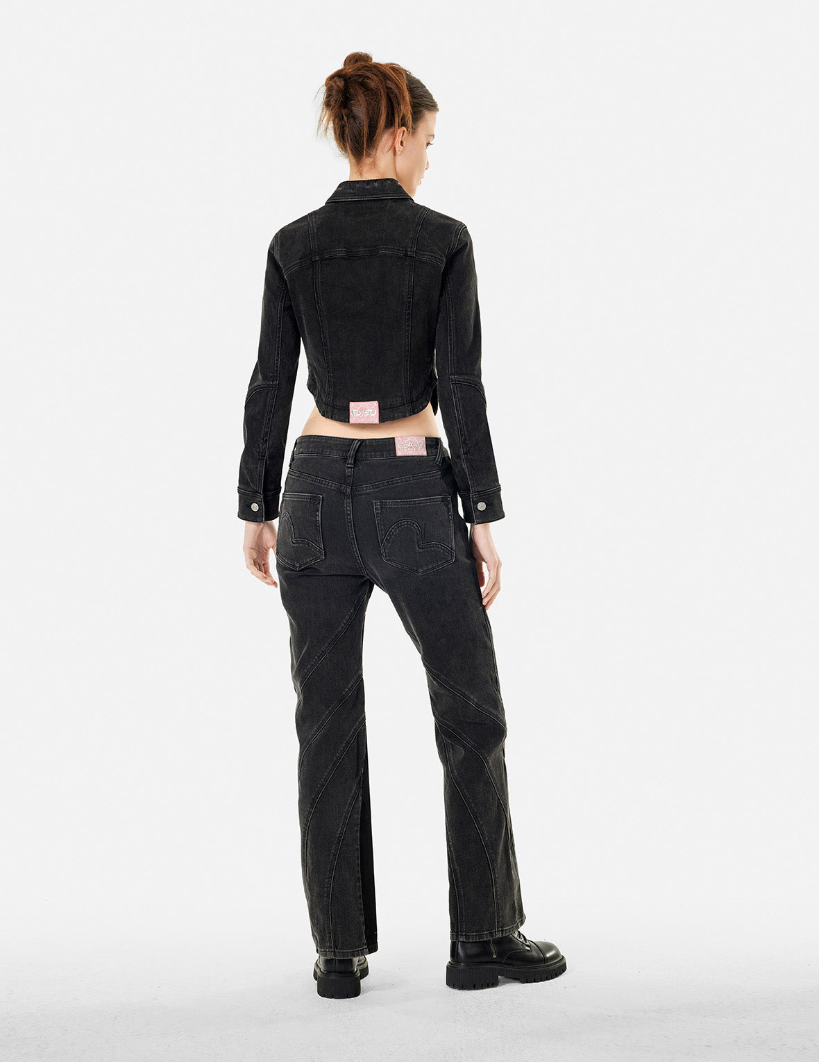 SEAGULL AND LOGO LASER PRINT FASHION FIT DENIM CORSET JACKET - 11