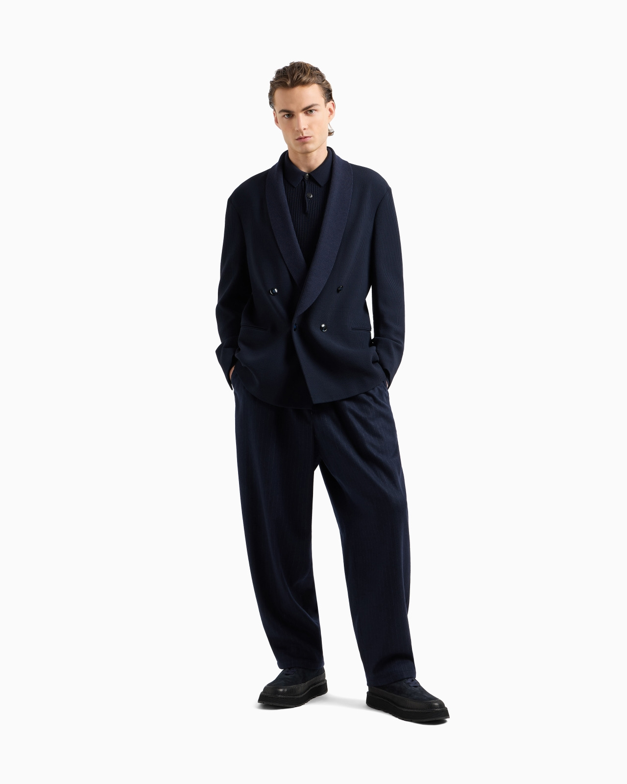 WOOL AND CASHMERE CLOTH FLAT-FRONT TROUSERS - 2