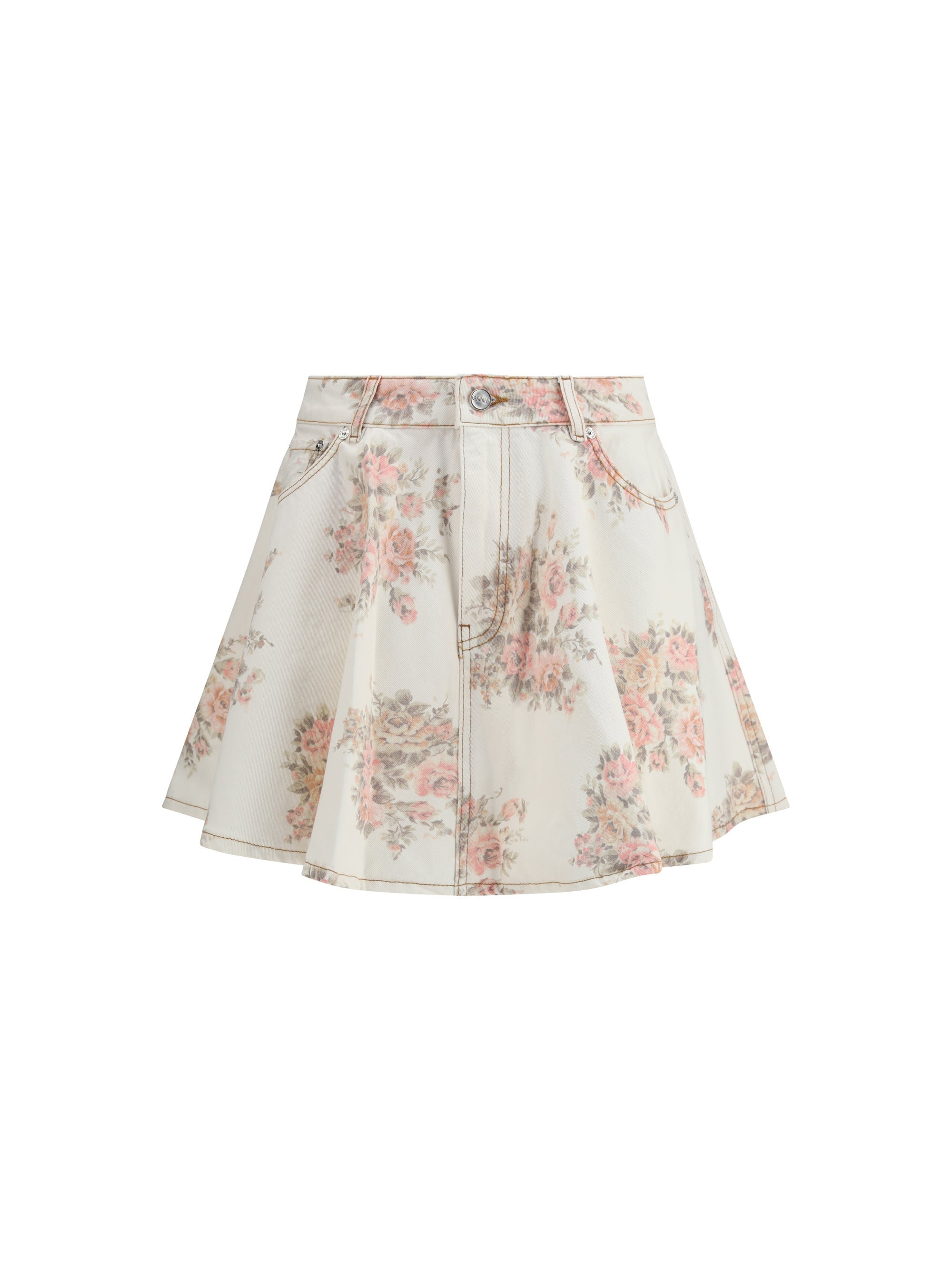 Ganni Women Print Denim Mini Skirt - 1