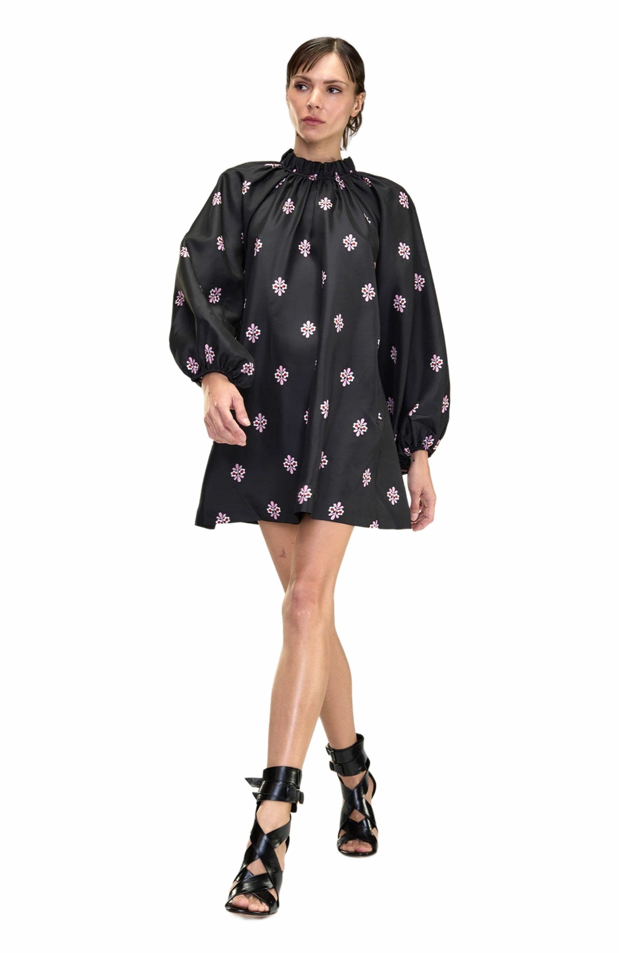 Cynthia Rowley Second Nature Silk Taffeta Dress in Black_Multi at Nordstrom - 4