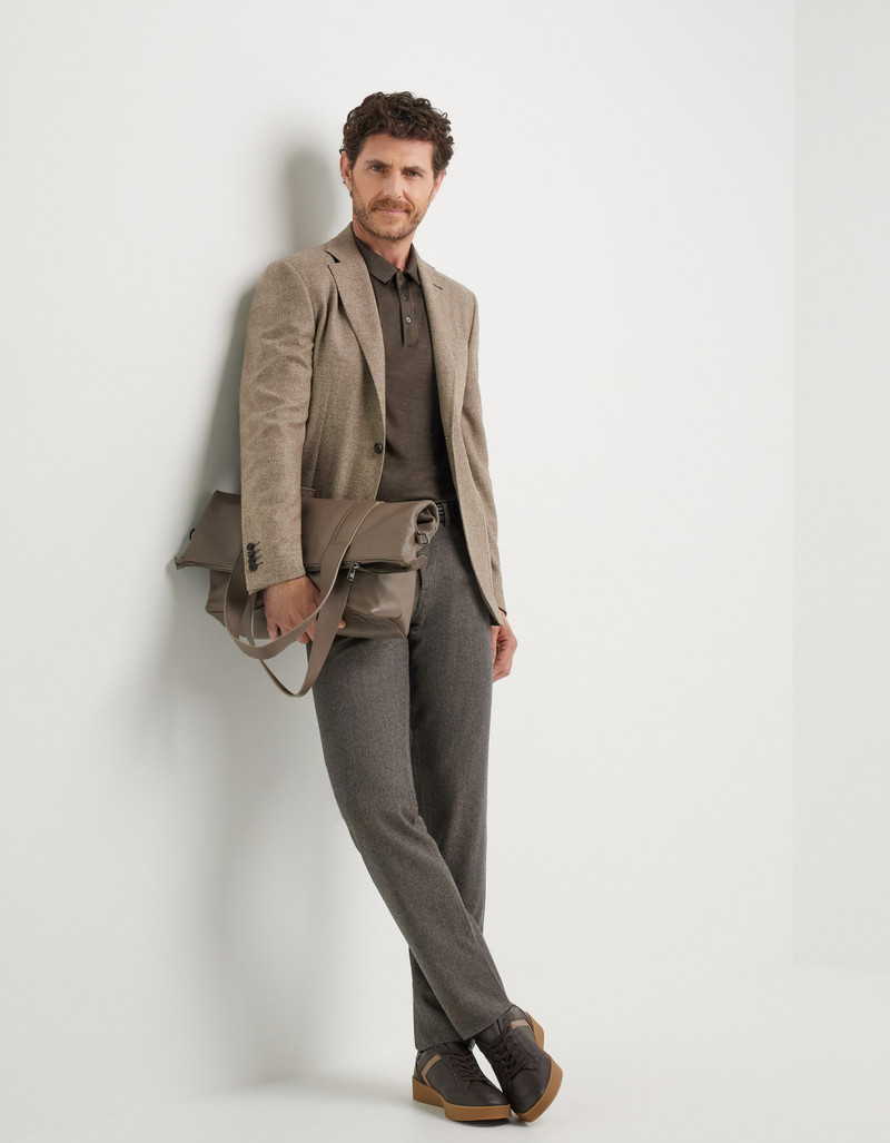 Canali TAUPE FIVE-POCKET PANTS IN IMPECCABILE WOOL FLANNEL outlook