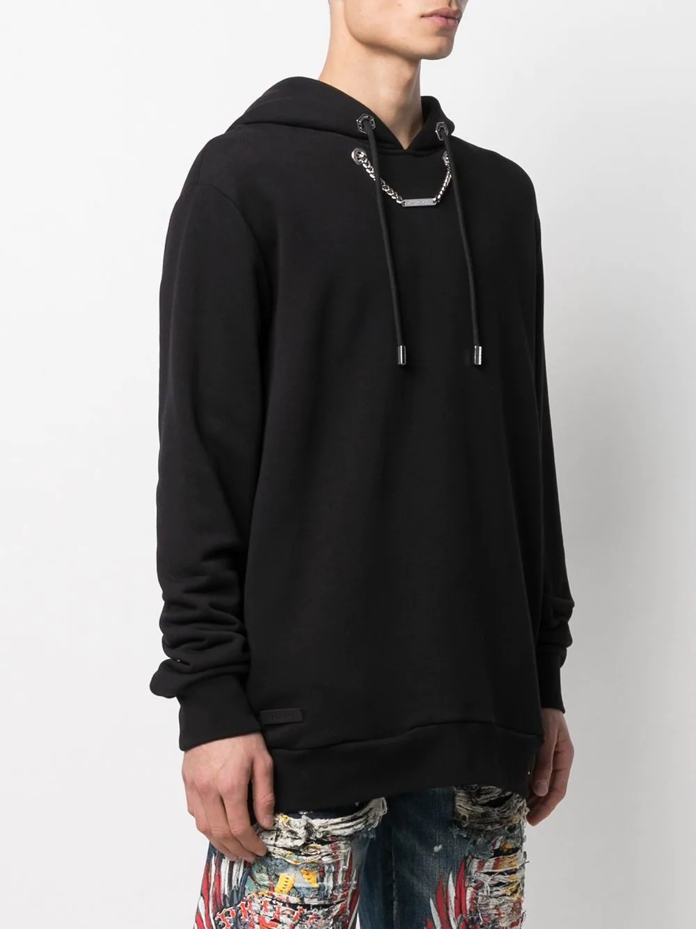 chain-detail hooded sweatshirt - 3