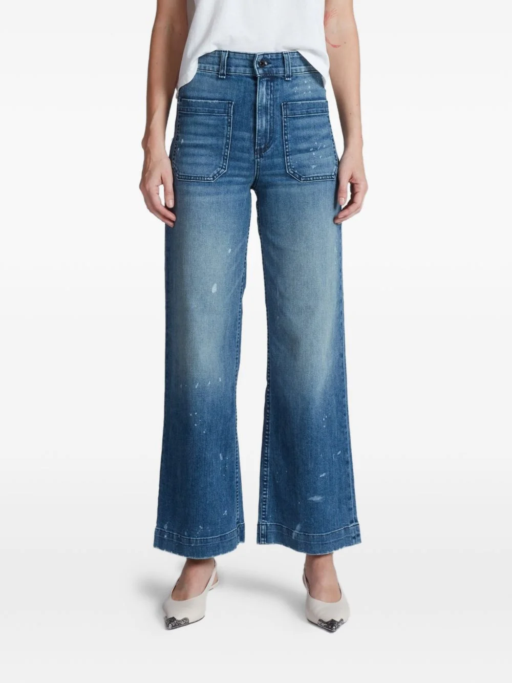 paint-splatter patch-pocket jeans - 1