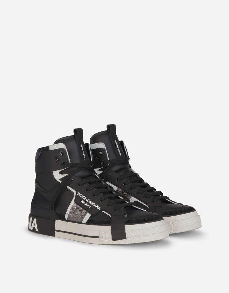 Dolce & Gabbana Calfskin 2.Zero custom high-top sneakers with contrasting details outlook