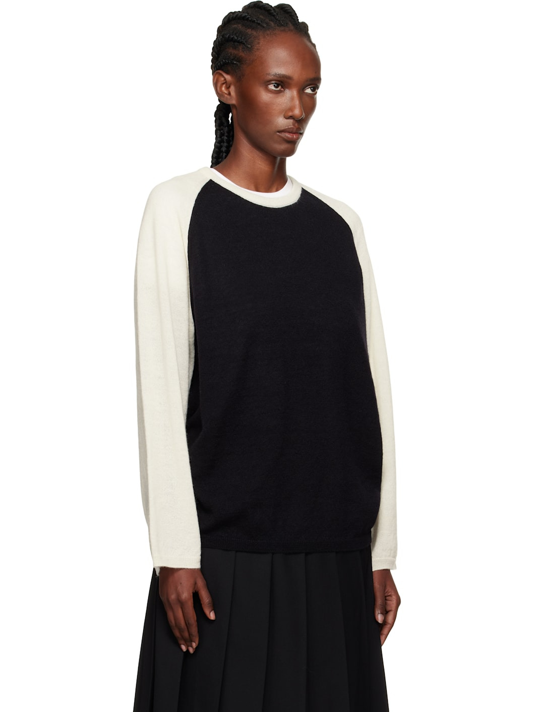 Black & Off-White Palie Raglan Pullover Sweater - 2