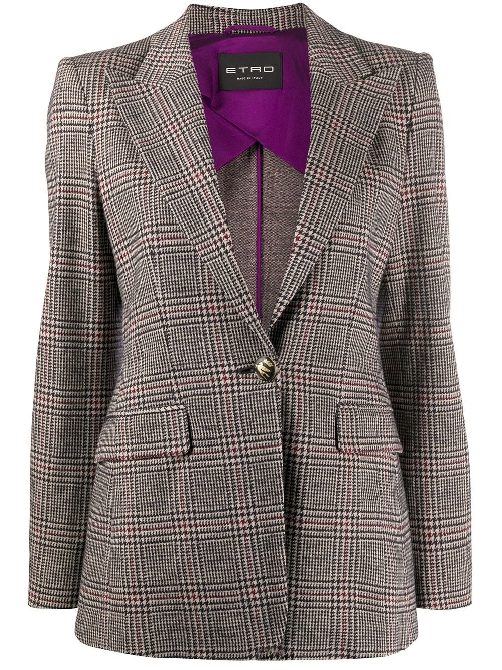 herringbone-check fitted jacket - 1