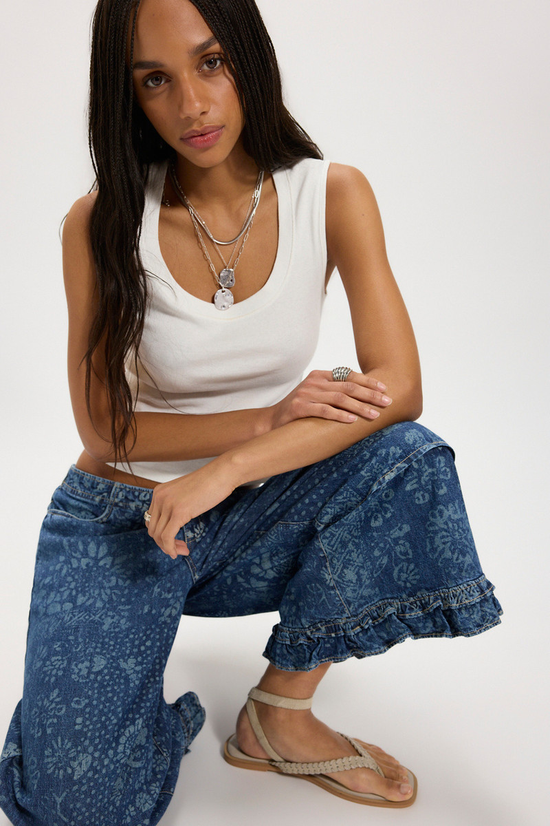 We The Free Love Me Not Printed Bloomer Jeans 4