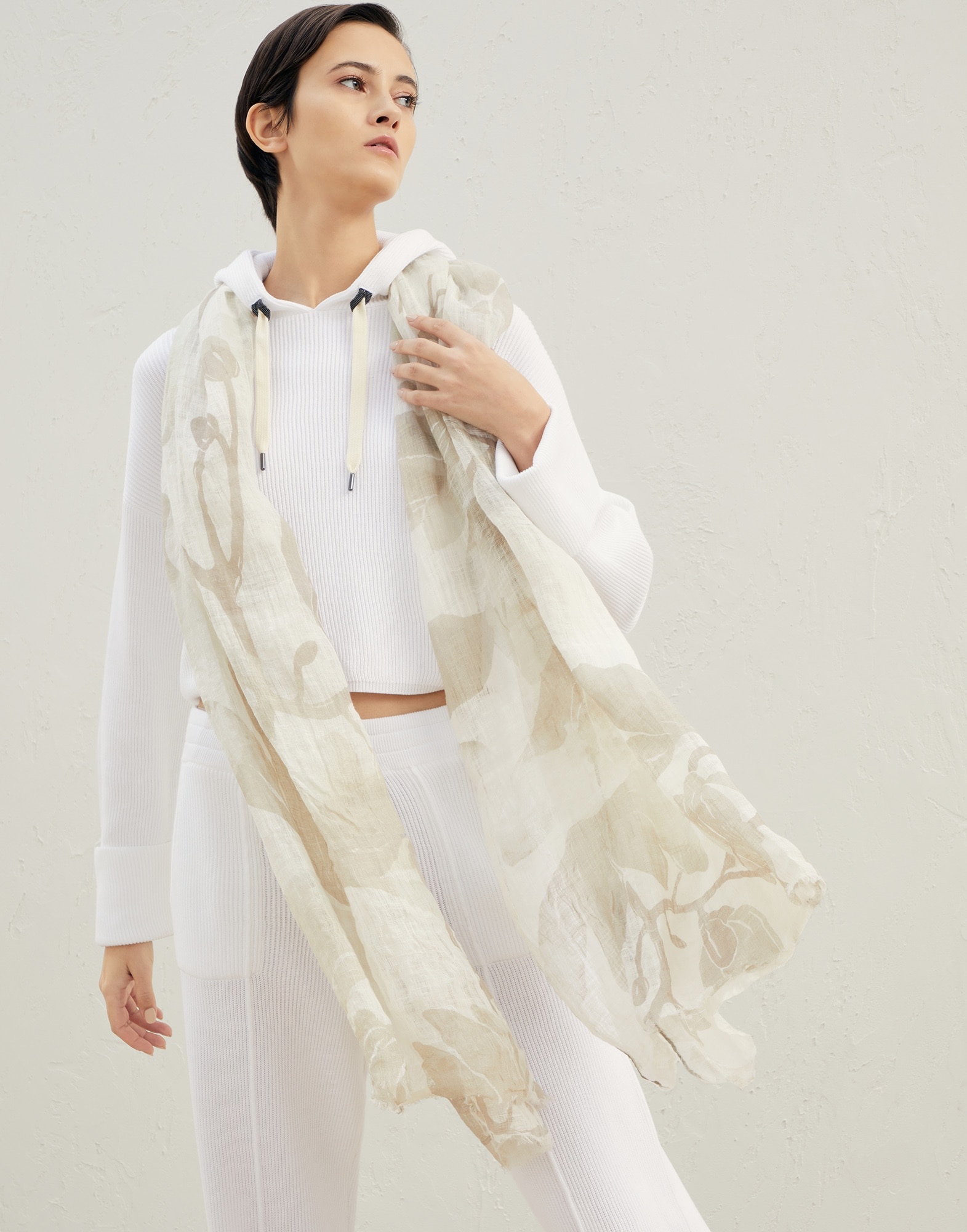 Floral print linen scarf - 4