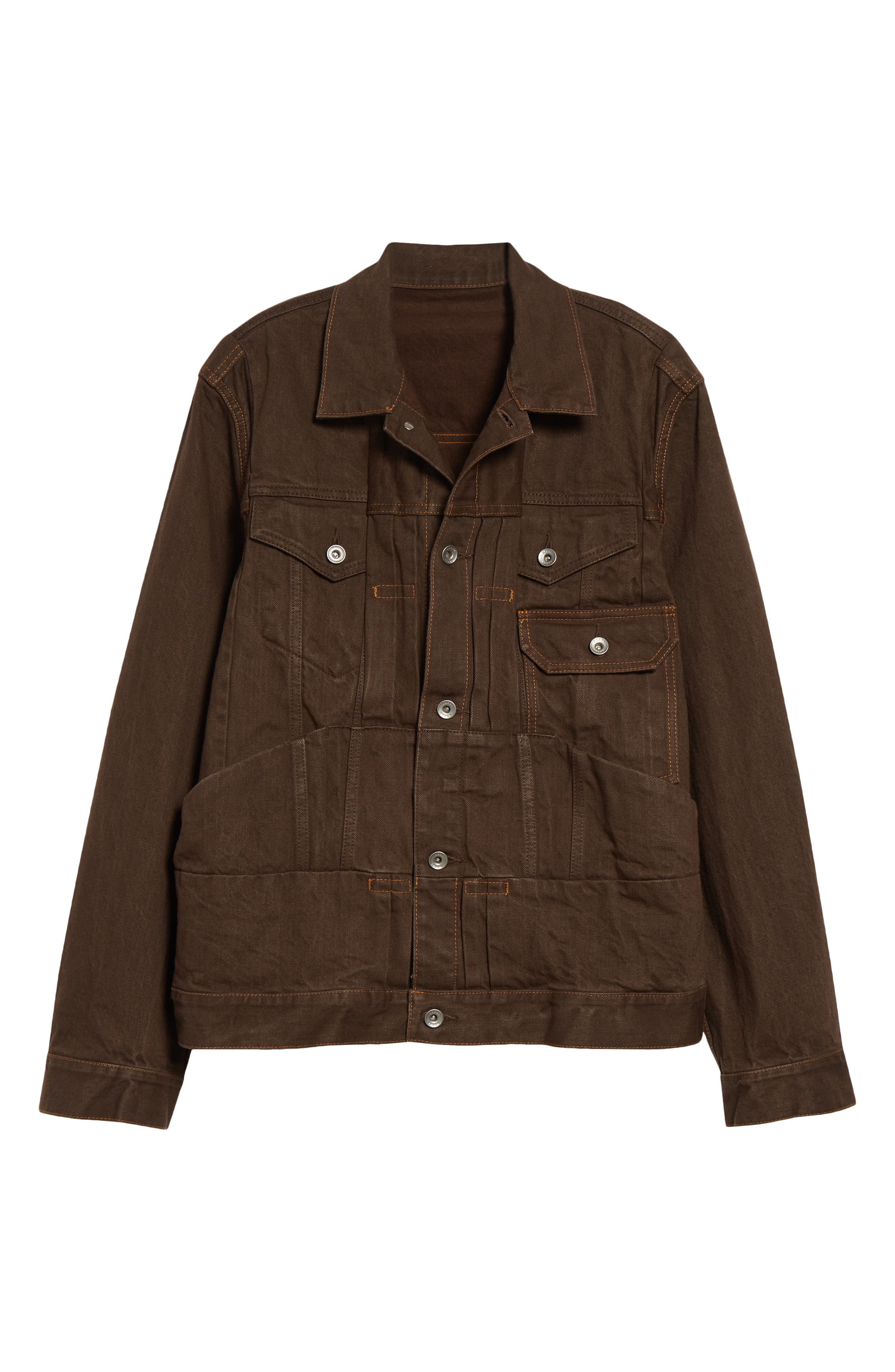 Sacai Denim Trucker Jacket in Brown at Nordstrom - 6