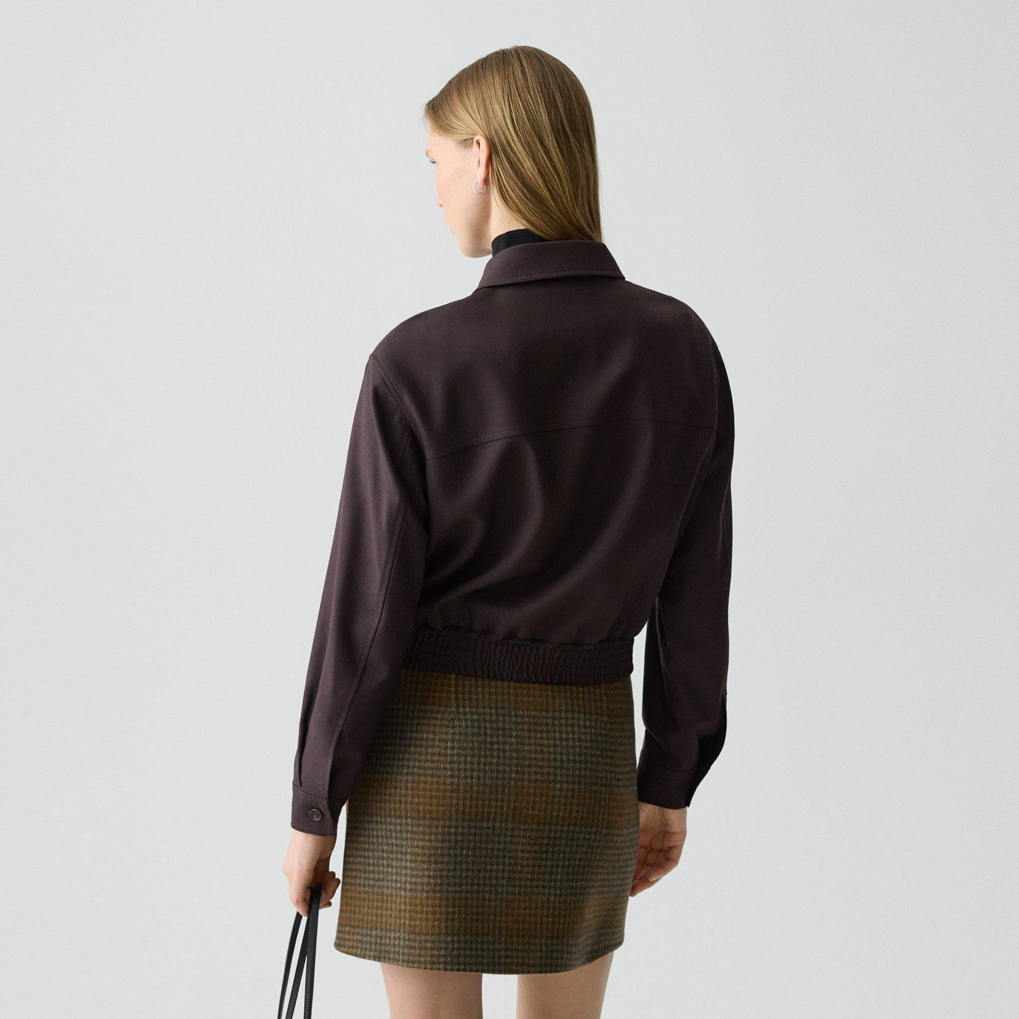 Cropped Track Jacket in Wool-Blend Flannel - 4