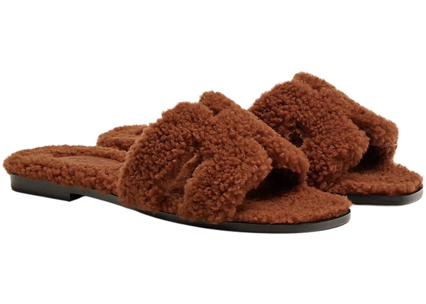 Hermes Oran Sandal Cognac Woolskin - 2
