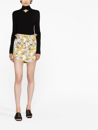 VERSACE JEANS COUTURE Logo Couture-print denim miniskirt outlook