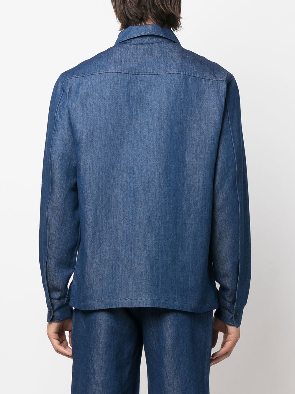 logo-patch long-sleeve denim shirt - 4