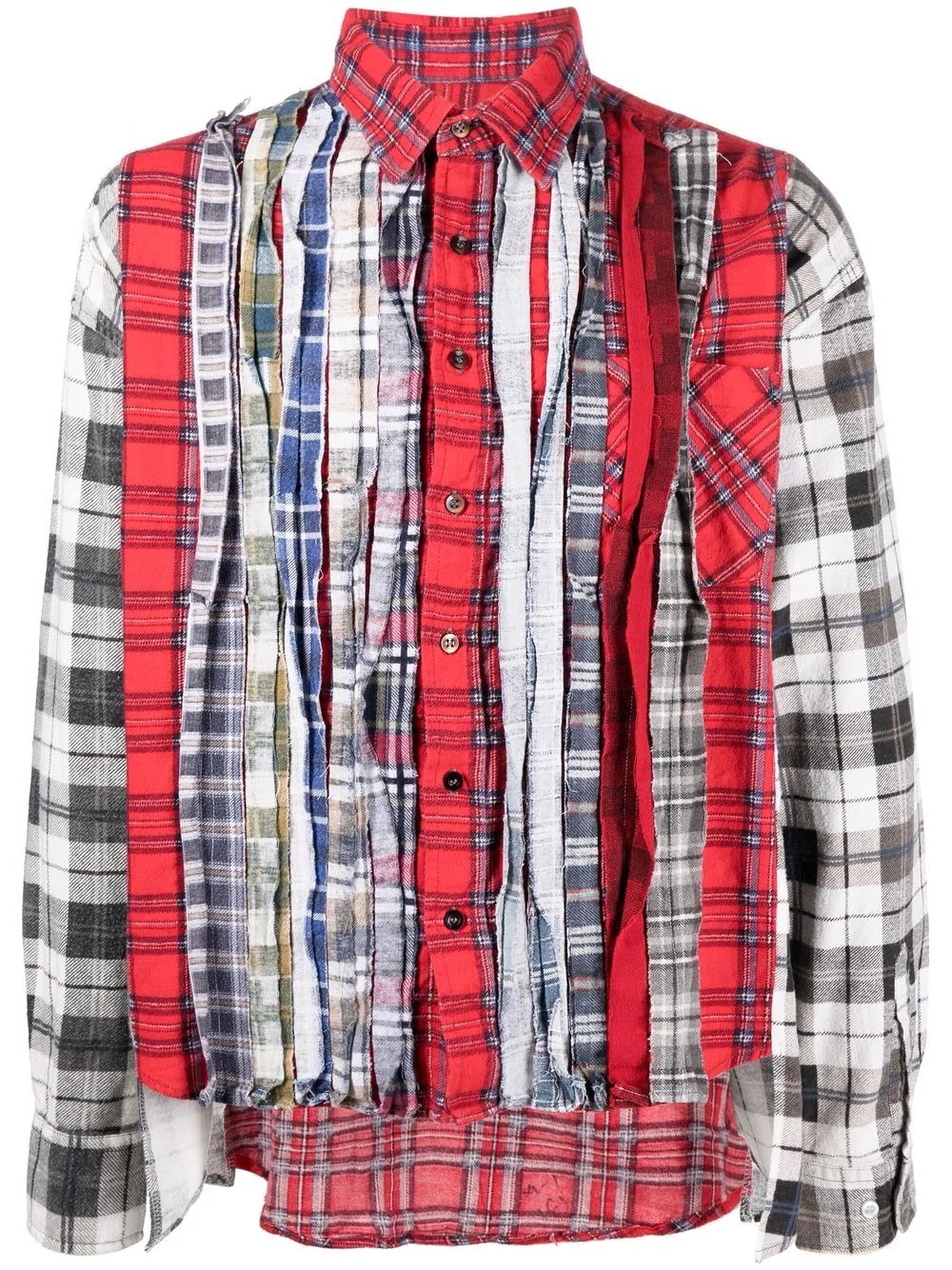 patchwork checked shirt - 1