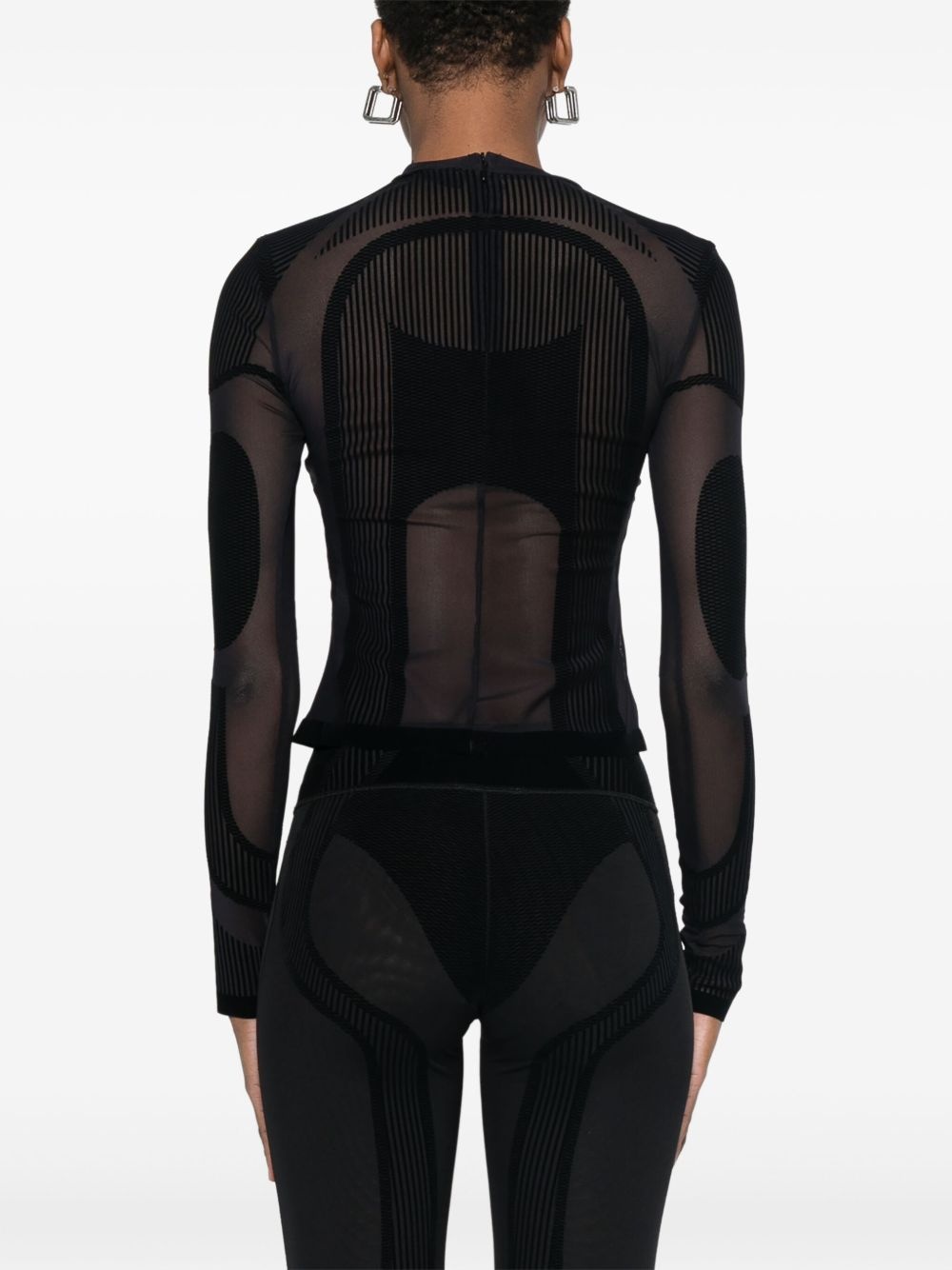 flocked mesh T-shirt - 4