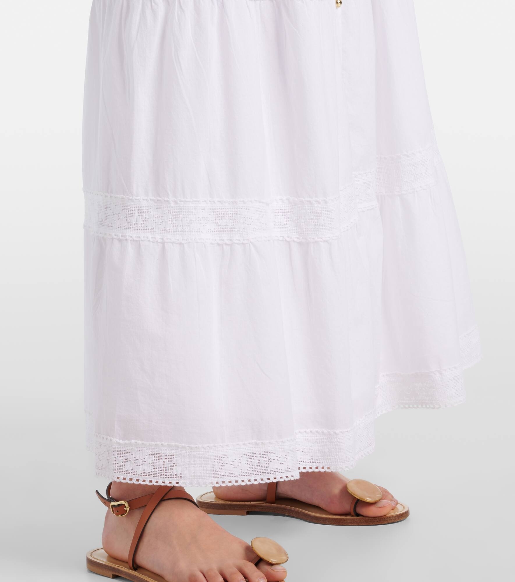 Cate lace-trimmed cotton maxi skirt - 5
