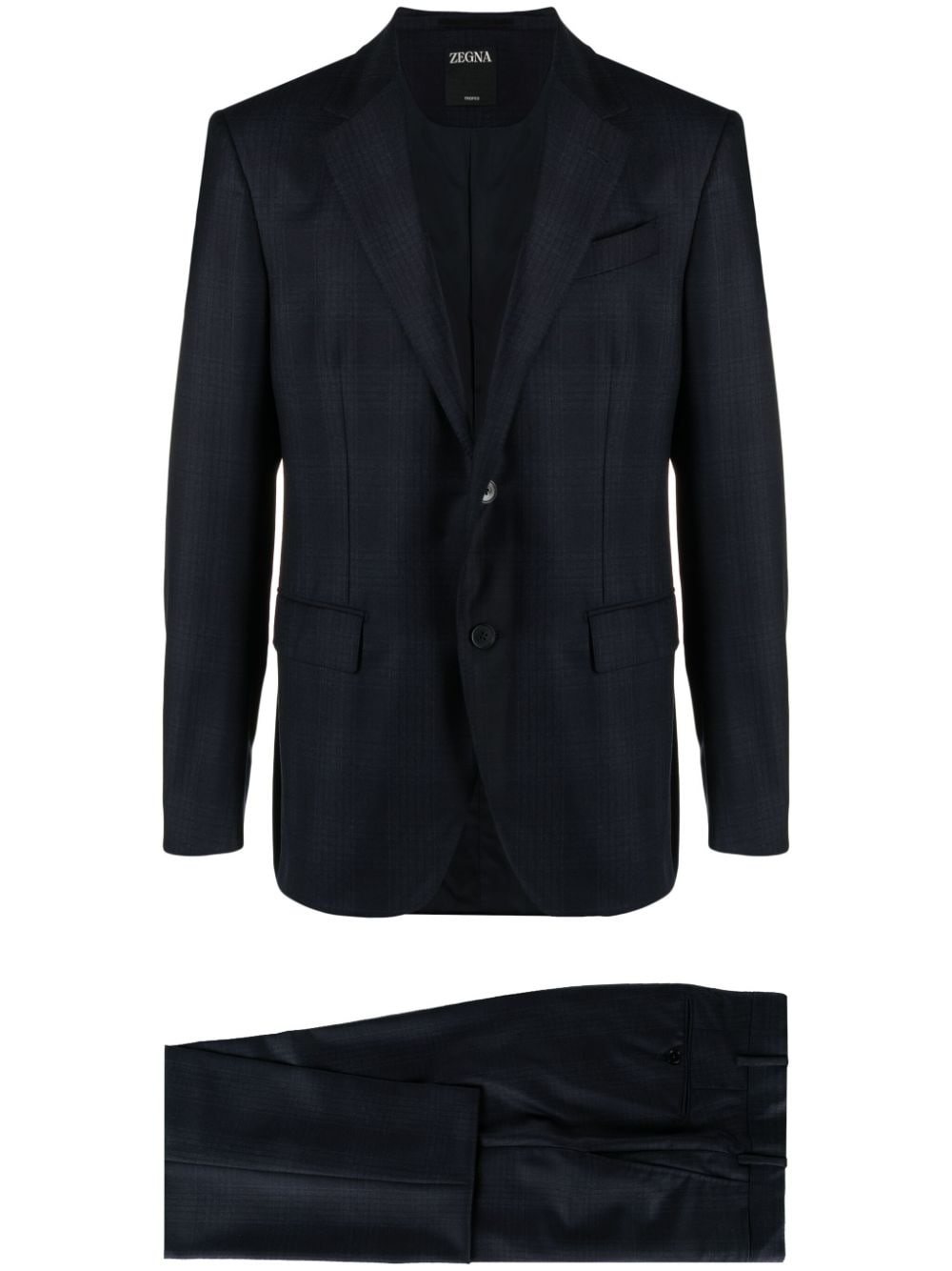 single-breasted checked wool suit - 1