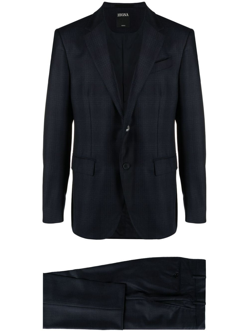 single-breasted checked wool suit 1